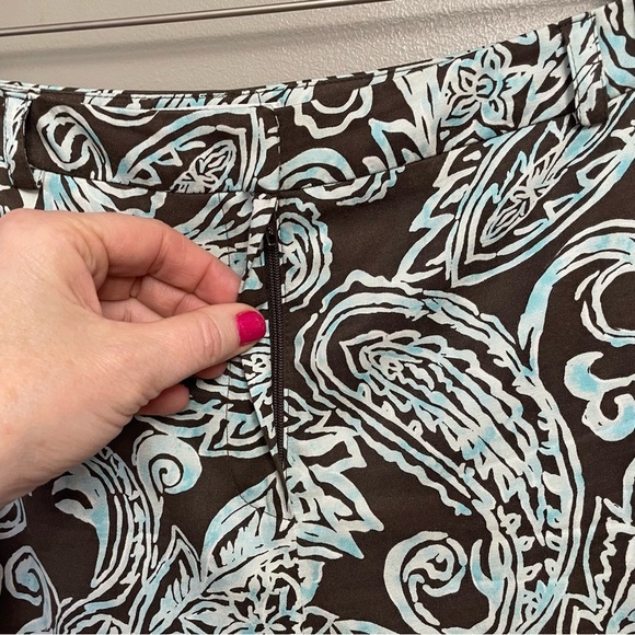 Talbots Silk Blend Stretch Brown Blue Dress Pants Stretch size 4 Classy paisley - Picture 3 of 11